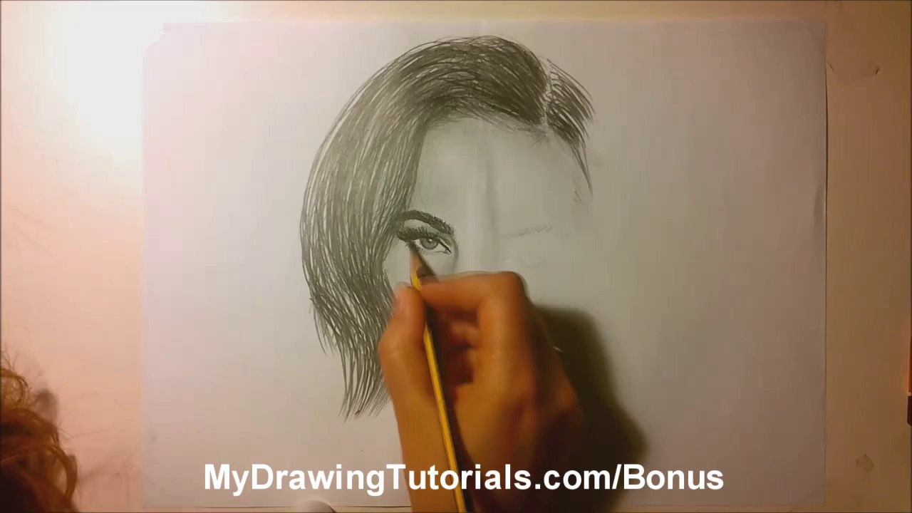 Pencil Sketch Drawing of Megan Fox - Portrait Drawings
