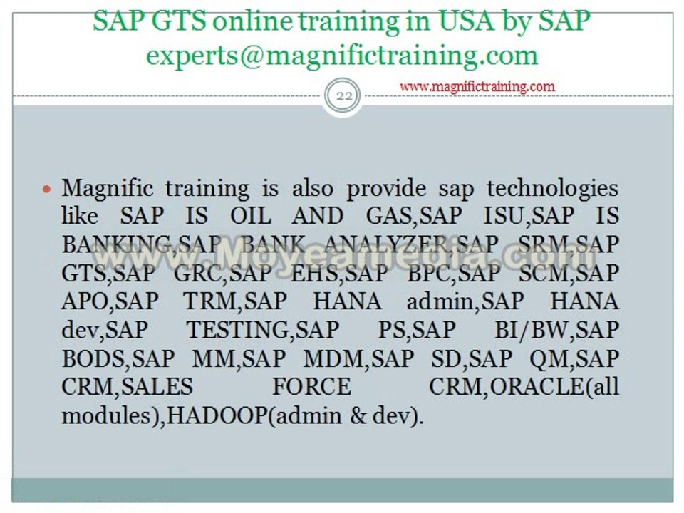 Sap GTS Training Online