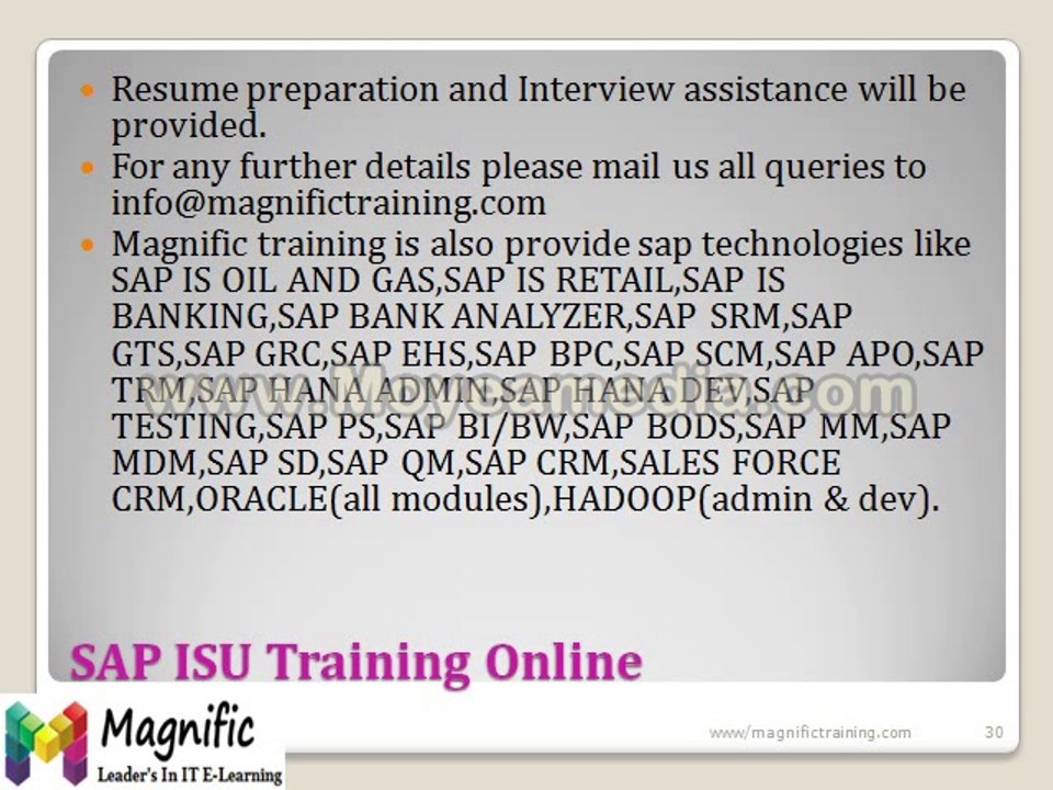Sap ISU Training Online