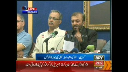 Farooq Sattar talks to media