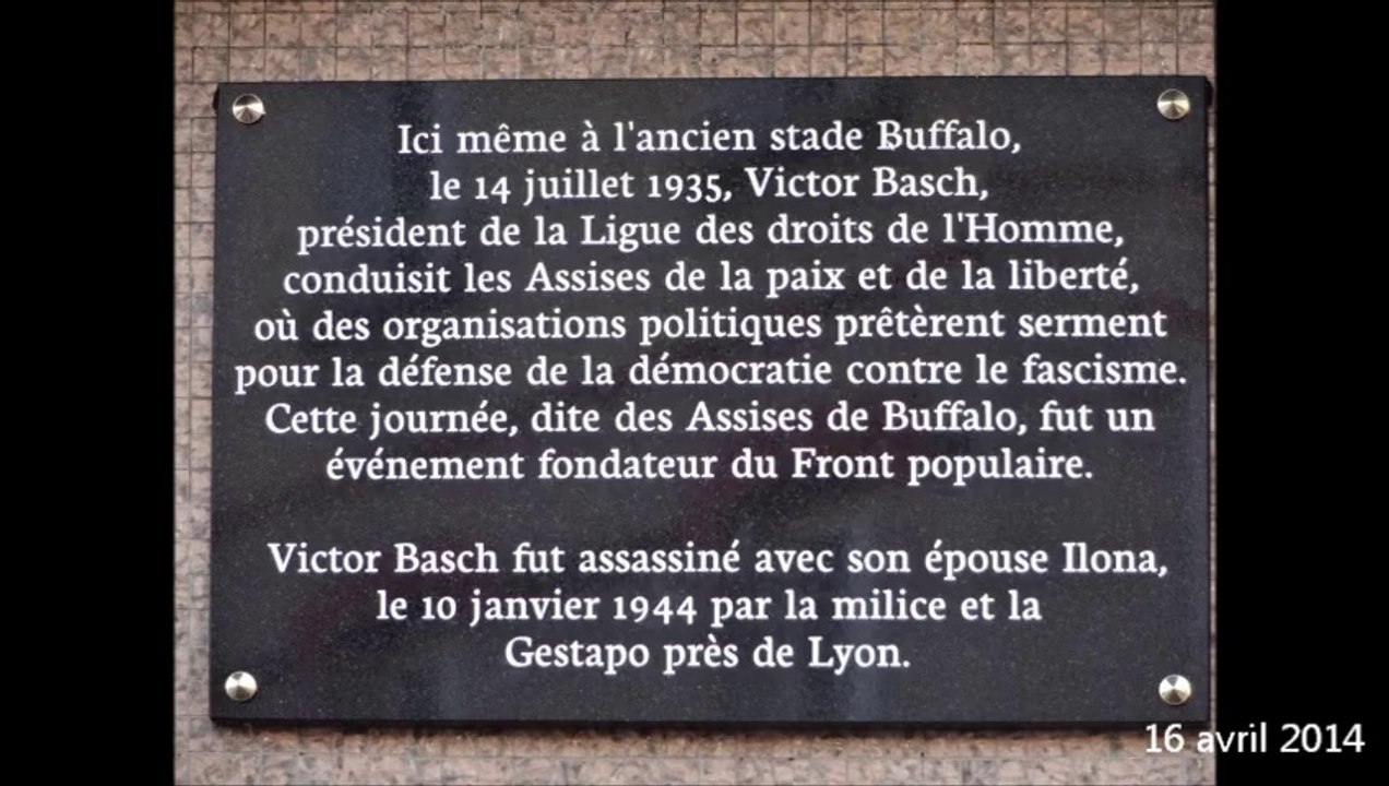 16 avril 2014 : inauguration d'une plaque commémorative en l’honneur de Victor et Ilona Basch