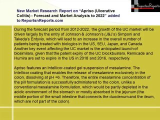 Ulcerative Colitis Market 2022 (Apriso) Forecasts and Analysis
