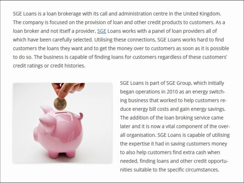 SGE Loans is a UK Broker of Loans for Any Purpose