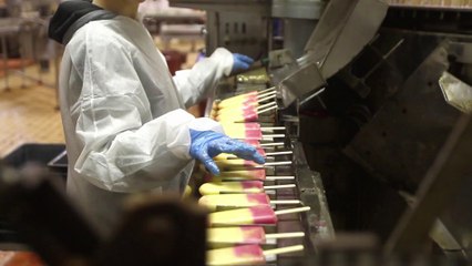 Fabrication de la glace Sang et Or, usine Gelkrem, Loison-sous-Lens. Mai 2014