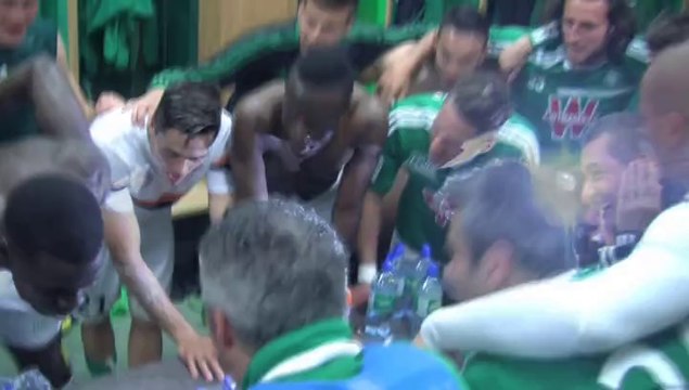 La joie des Verts après ASSE 2-0 Montpellier