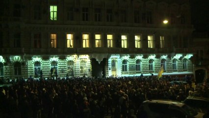 Des partisans de l'Ukraine unie dans les rues d'Odessa