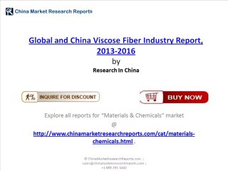 Global and China Viscose Fiber Industry Analysis and 2016 Forecast
