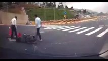 Crazy Crash ! Scooter Rider Falls into Manhole in Taiwan