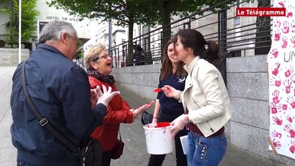 Brest. Étudiants sages-femmes : une main = un soutien (Le Télégramme)