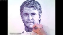 Drawing portrait with ballpoint pen timelapse video