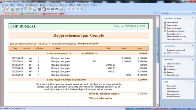 Tutoriel le rapprochement bancaire sur EBP Compta V18