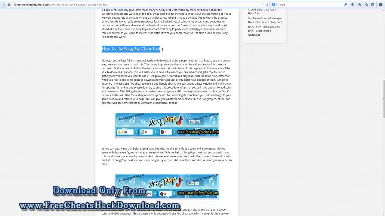 Song Pop Cheats Coins Powerups Hack Tool (2014 Update)