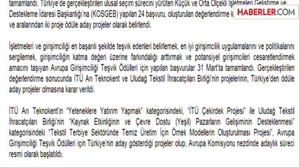 Avrupa Girişimciliği Teşvik Ödülleri'ne Türkiye'den 2 Aday