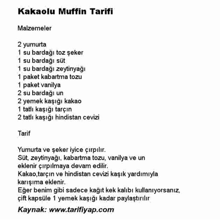 Kakaolu Muffin Tarifi