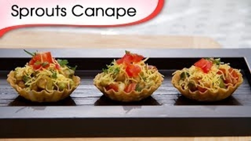 Sprout Canapes - Indian Homemade Vegetarian Sweet & Tangy Quick Bite Recipe By Ruchi Bharani