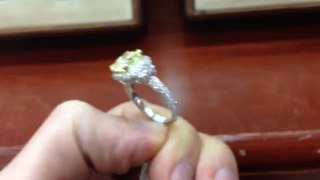 Fancy Yellow Cushion Cut Radiant Cut Engagement Ring