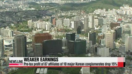 Pre-tax profits of Korea's 10 major conglomerates drop 15p