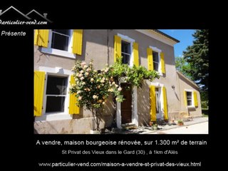 A vendre, belle maison bourgeoise sur terrain arboré 1.300m² dans le Gard