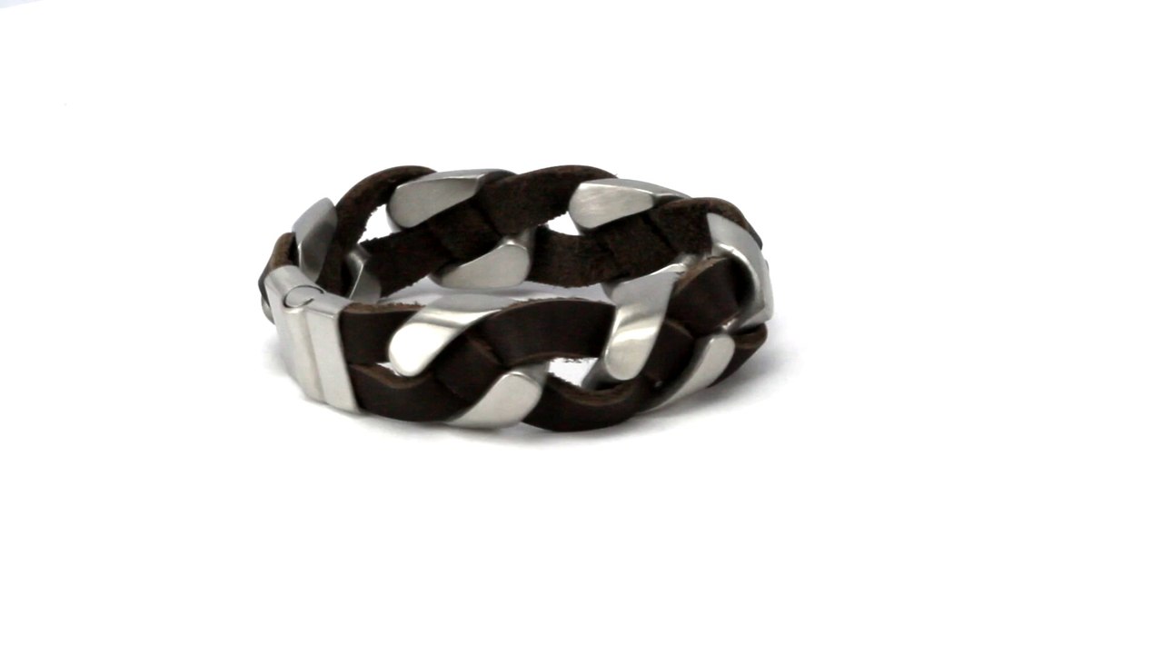 Apollo Silver and Brown Leatherette Bracelet for Men