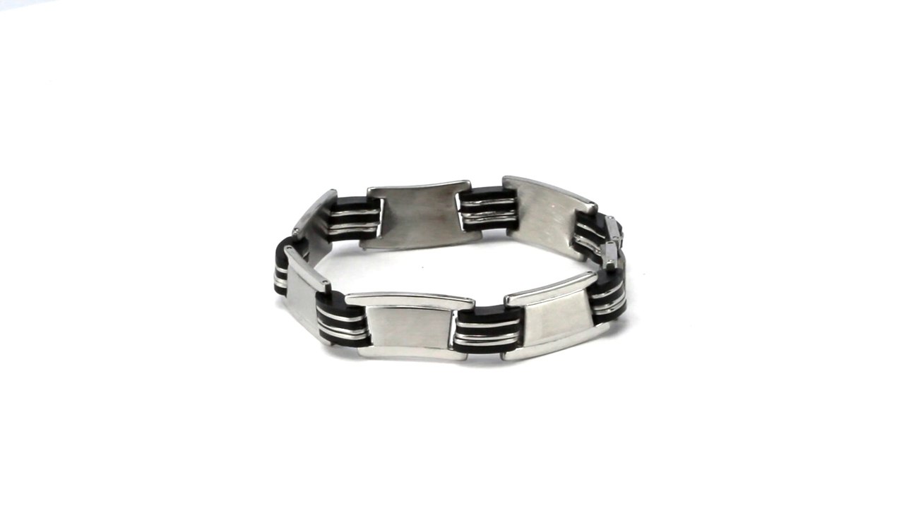 Bradley Black and Silver Link Bracelet for Men