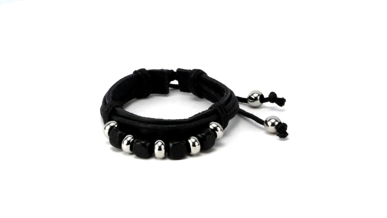 Damien Multi-bead Black Rope Bracelet for Men