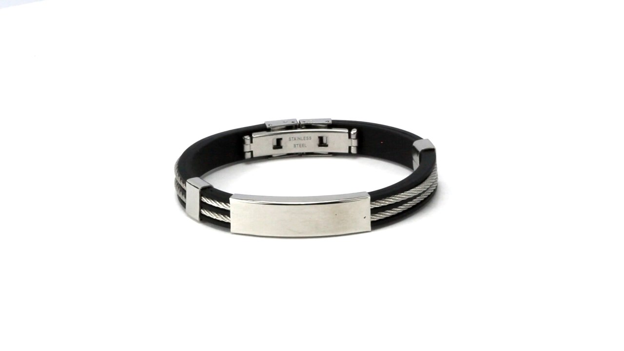 Devon Black and Silver Cable Link Bracelet for Men