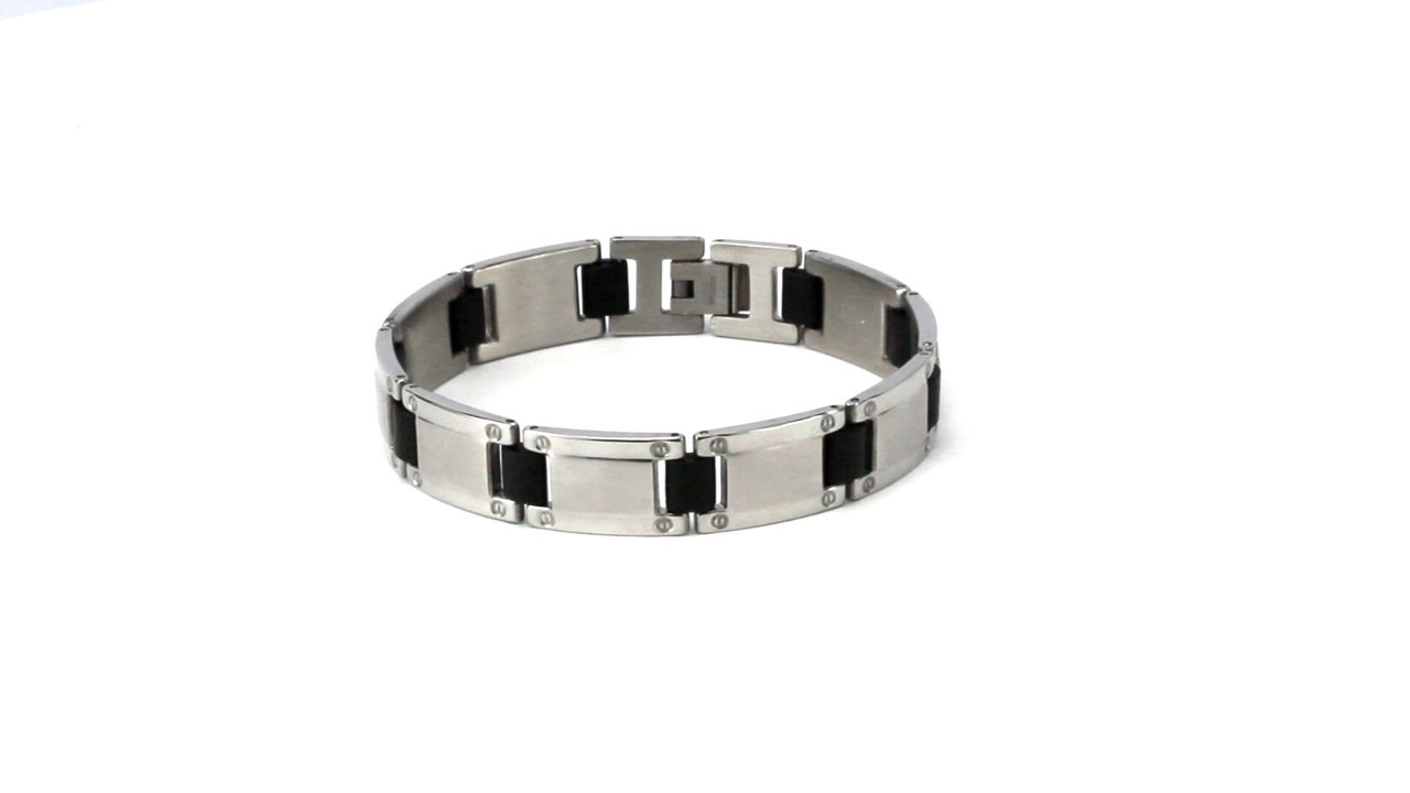 Freddie Black and Silver Bracelet Link for Men
