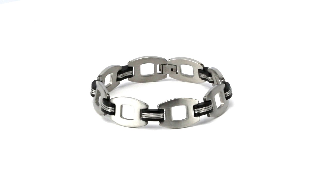 Lucien Black and Silver Chain Link Bracelet for Men