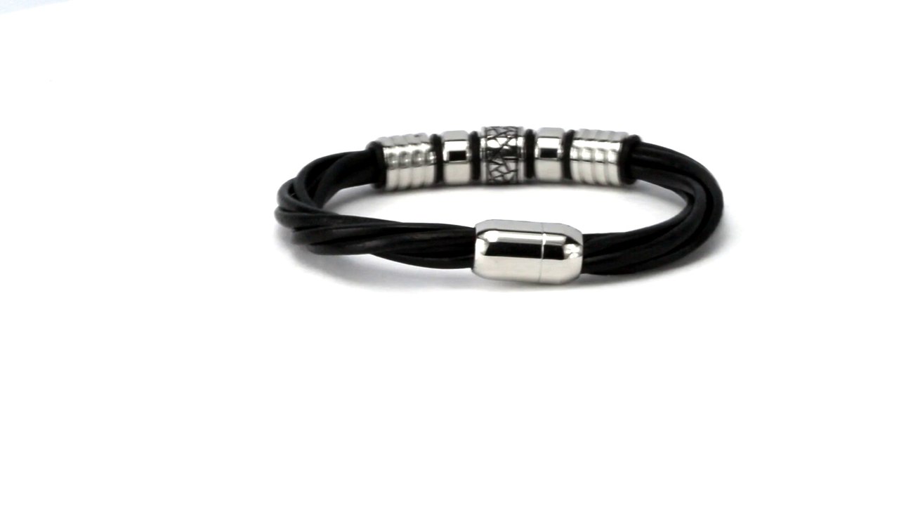 Sid Black Multi-strand Bracelet with Accents for Men