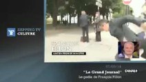 Zapping TV : François Fillon trébuche en voulant échapper à un journaliste