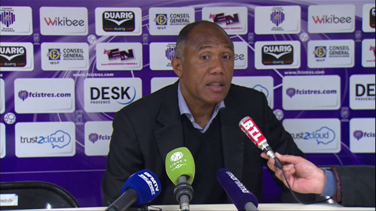 Conférence de presse FC Istres - RC Lens (1-6) : Frédéric ARPINON (FCIOP) - Antoine  KOMBOUARE (RCL) - 2013/2014
