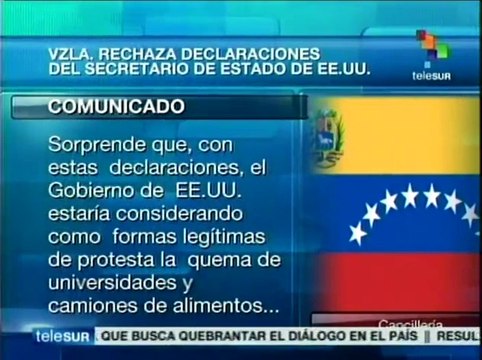 Venezuela rechaza nuevas declaraciones injerencistas de Kerry