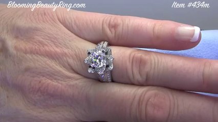 JEWELRY VIDEO1.38 Carat Total Weight Small Blooming Beauty Flower Setting On Hand Video 5