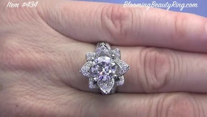 JEWELRY VIDEO 1.78 Carat Large Blooming Beauty Flower Ring On Hand Video 9