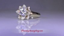 wedding ring 14k Yellow Gold Lotus Flower Ring With White Sapphire Center Gemstone 4