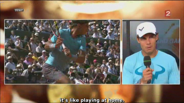 Rafael Nadal's interview on French TV after defeating Leonardo Mayer in Roland Garros 2014