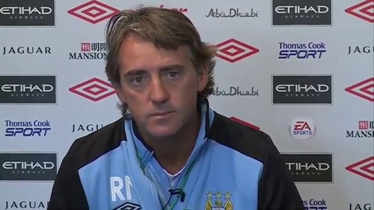 Manchester City 2-0 Everton | Mancini on Hargreaves, Fergie and Utd | English Premier League 2011-12