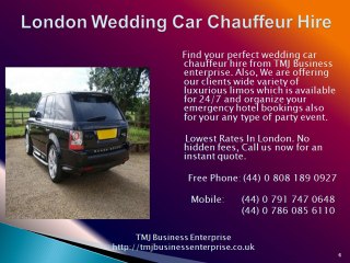Wedding Car Hire In United Kingdom | TMJ Business Enterprise