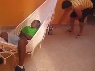 how to scared the sleeping man.