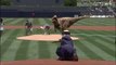 T-Rex playing Baseball : Dinosaur Throws Out First Pitch at Padres Game