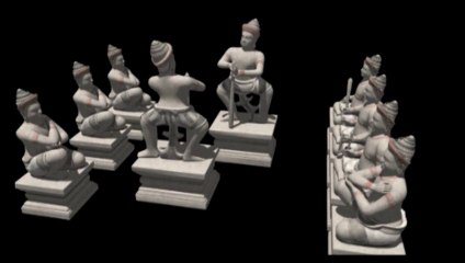 Le groupe de neuf statues monumentales, symbole de l'art khmer (EFEO)