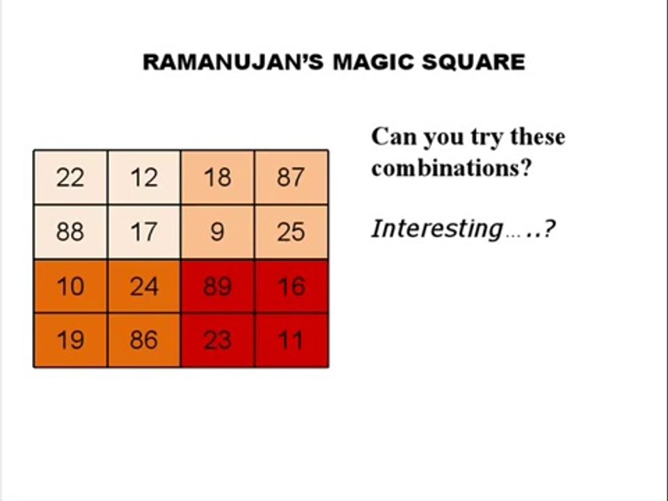 Srinivasa Ramanujans Magic Square