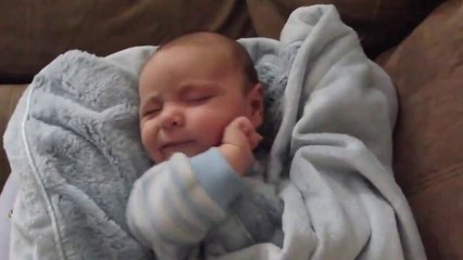 Baby Oliver wakes up with every emotion.