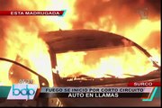 Surco: un automóvil se incendió extrañamente en la Panamericana Sur