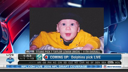 Lewan reacts to seeing his baby photos