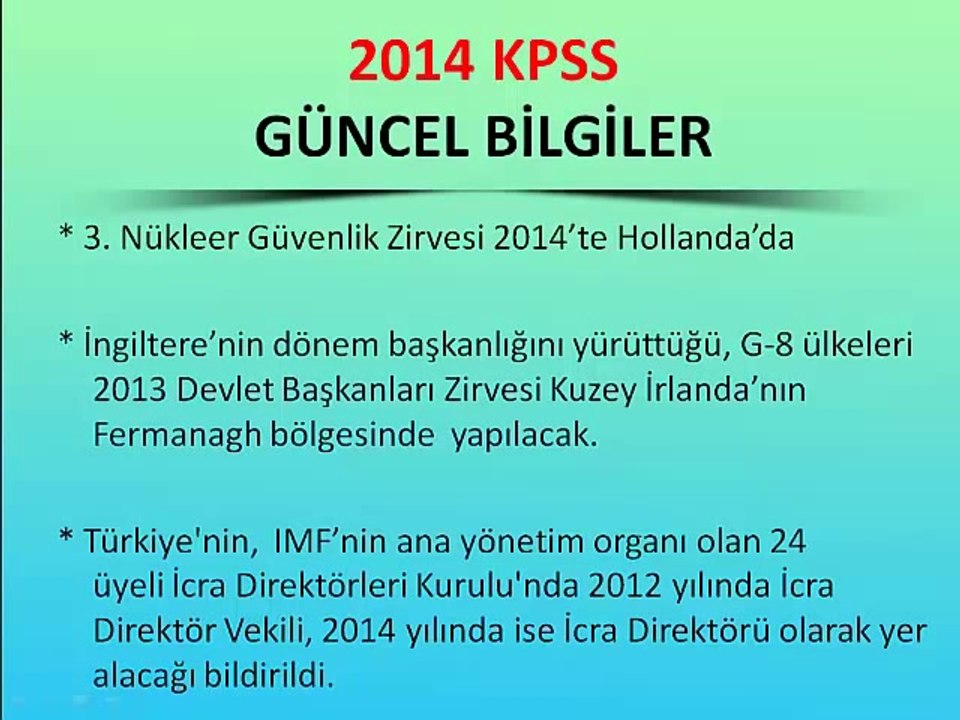 2014 KPSS Güncel Bilgiler