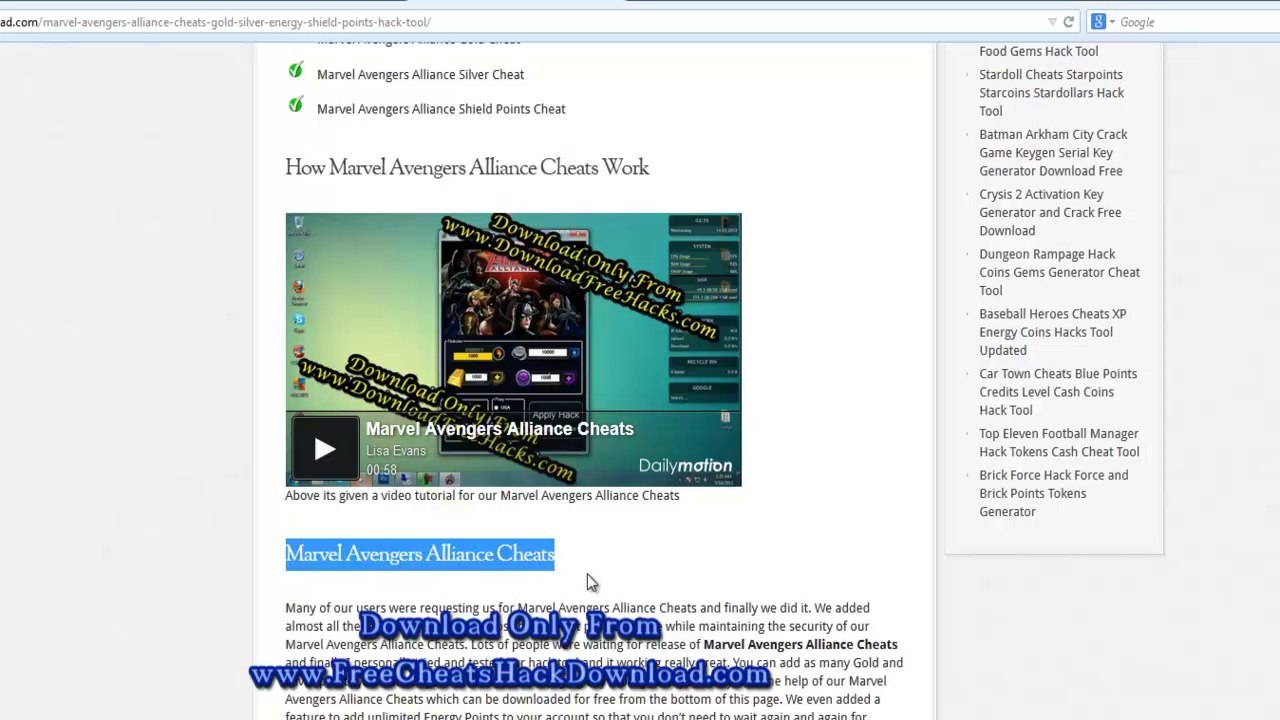 Marvel Avengers Alliance Hack Tool - 2014 Updated (No Survey Download)