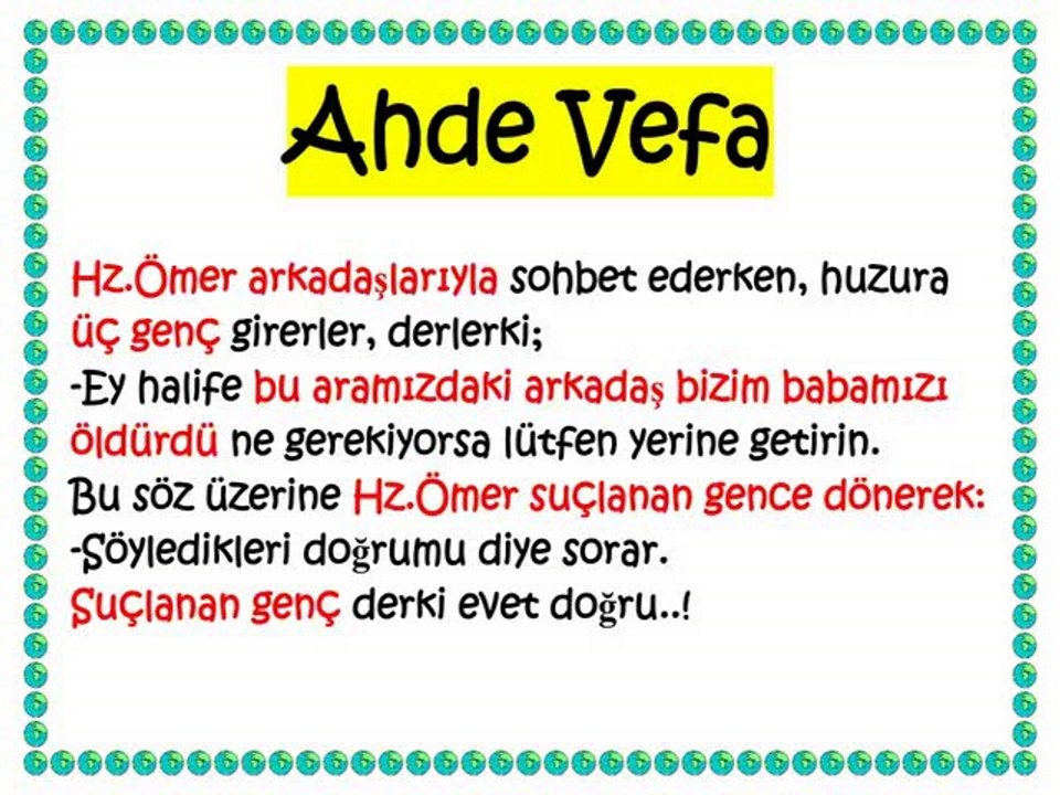 Bir AHDE VEFA Hikayesi (Hz. Ömer zamanı)