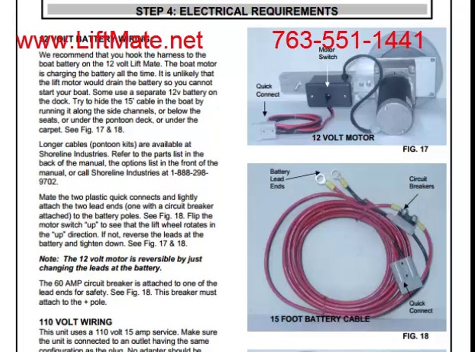 Shoremaster Lift Mate Motor manual and parts