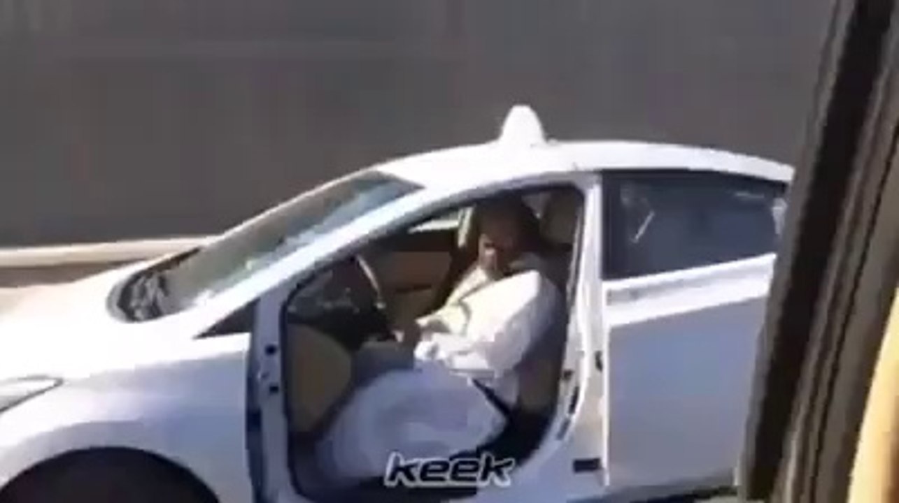 open door driving car.